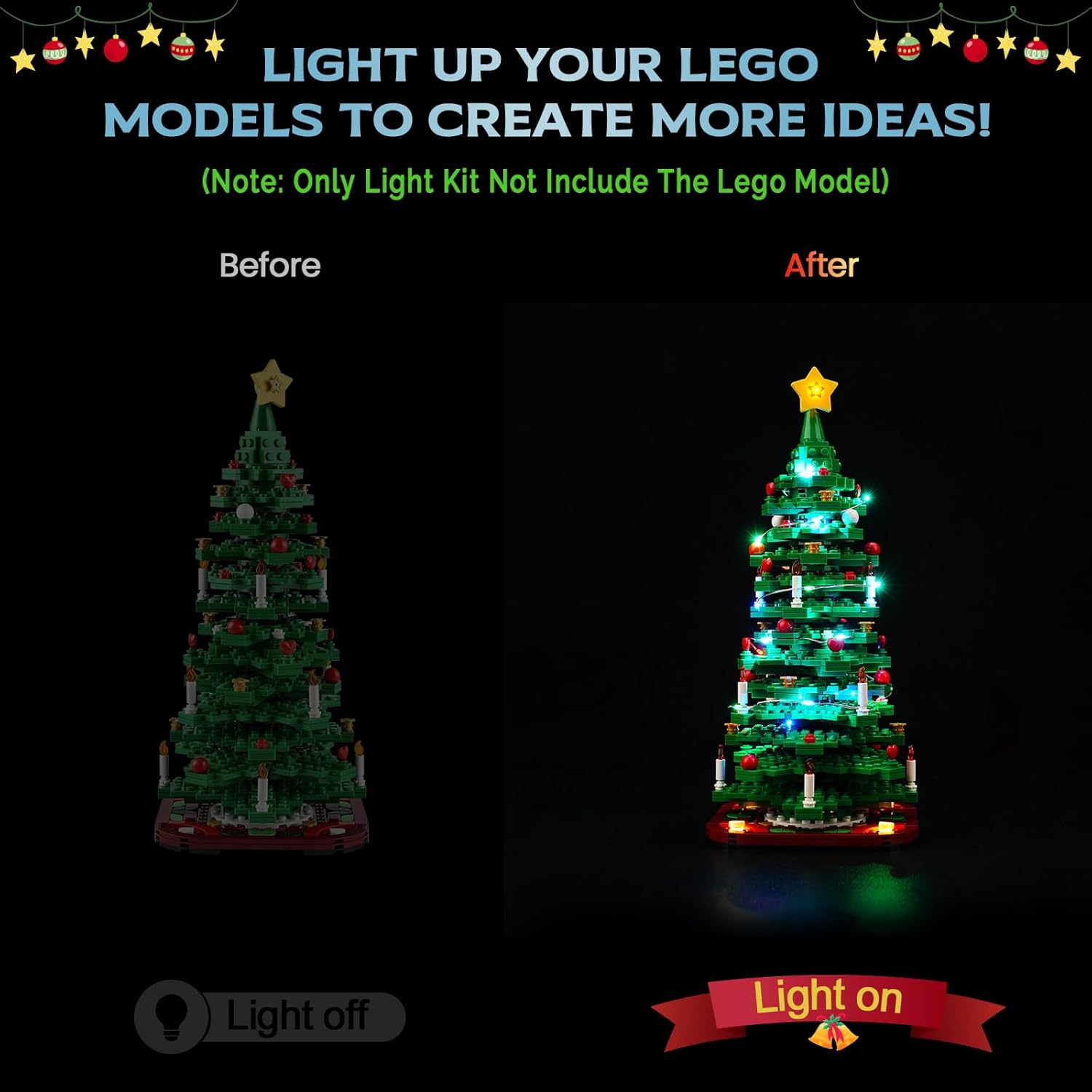 Upgraded Led Light Kit Compatible with Lego Christmas Tree Building Set, Lights Decoration Compatible with Lego 40573, Gift Idea for Christmas Tree