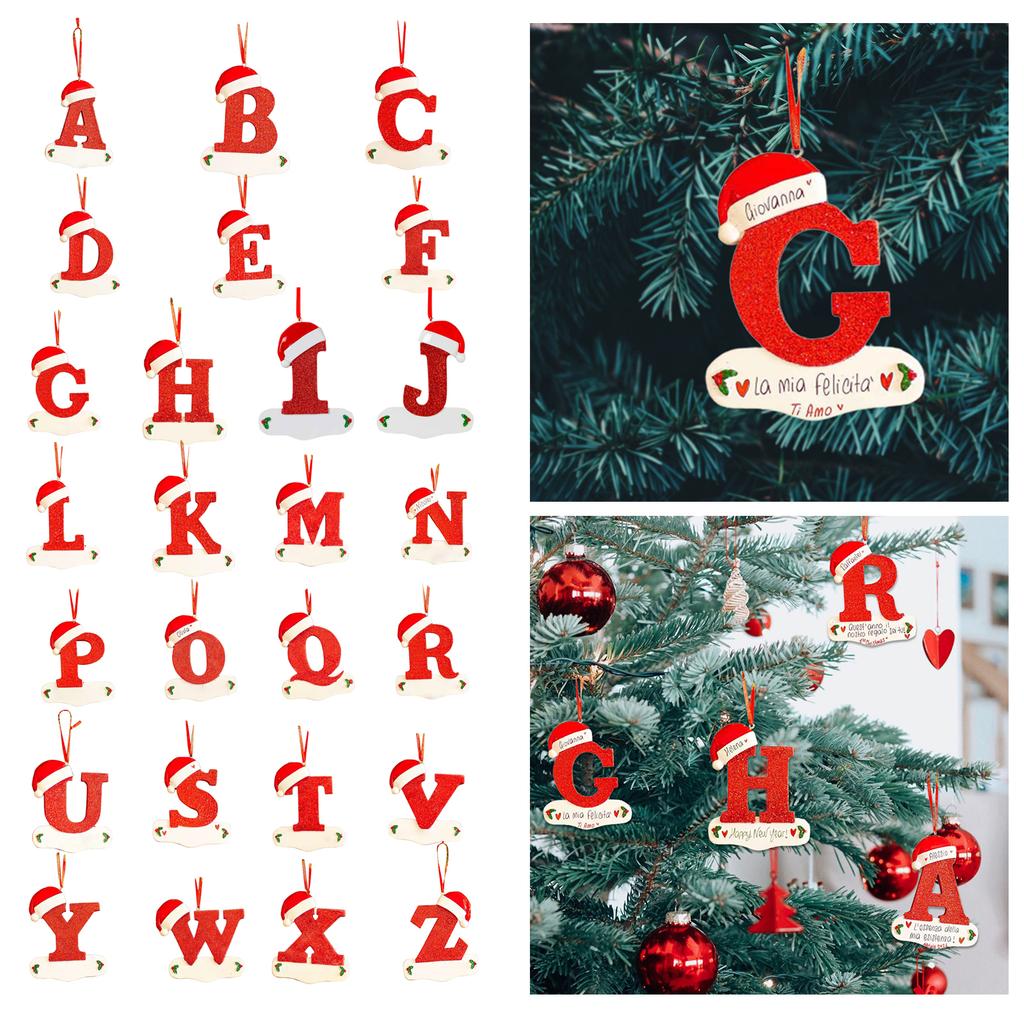 Creative Christmas Tree Decorations Unique Acrylic 26 Letters Alphabet Shaped Hanging Ornaments for Home and Car
