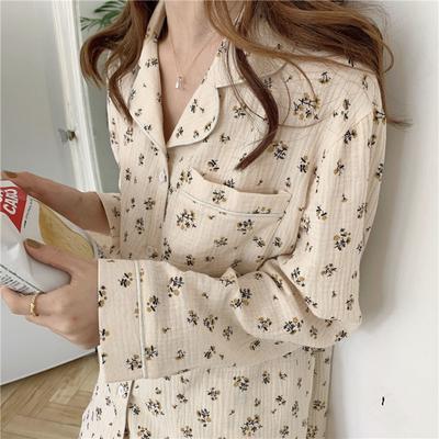 Spring New Long Sleeved Pajamas for Women with Rural Style Floral Blossoms and Cardinals Loose and Sweet Set for Girls