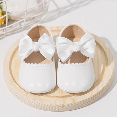 Newborn Baby Girl Shoes PU Leather Bowknot Dress Shoes Infants Rubber Non-Slip Toddler First Walker Baby Shoes Girls