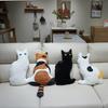 Black Cat Throw Pillow Plush Toy Doll Three Flower Cat Doll Home Sofa Pillow Cushion Rag Doll