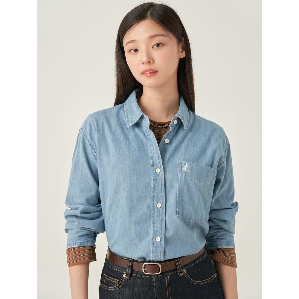 Binpolleidiseu Denim Oversized Shirt Sky Blue (Bf5764C03Q)