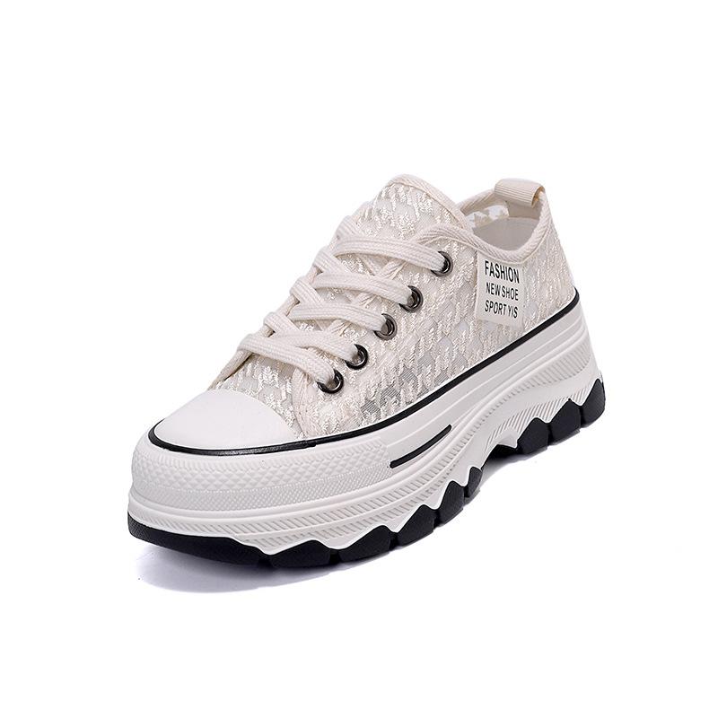 Thick-soled Platform Canvas Shoes for Women Summer Breathable All-match Casual Sneakers