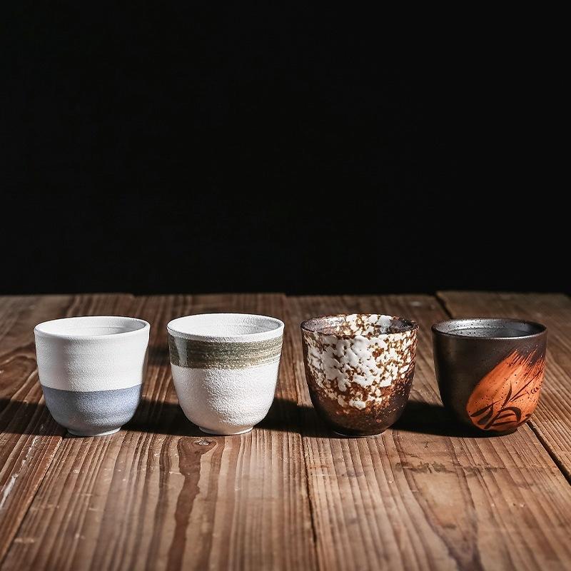 Export Japanese-Style Teacup, Water Cup, Coarse Pottery Hand-Painted Cup, Coffee Cup, Clay Small Teacup