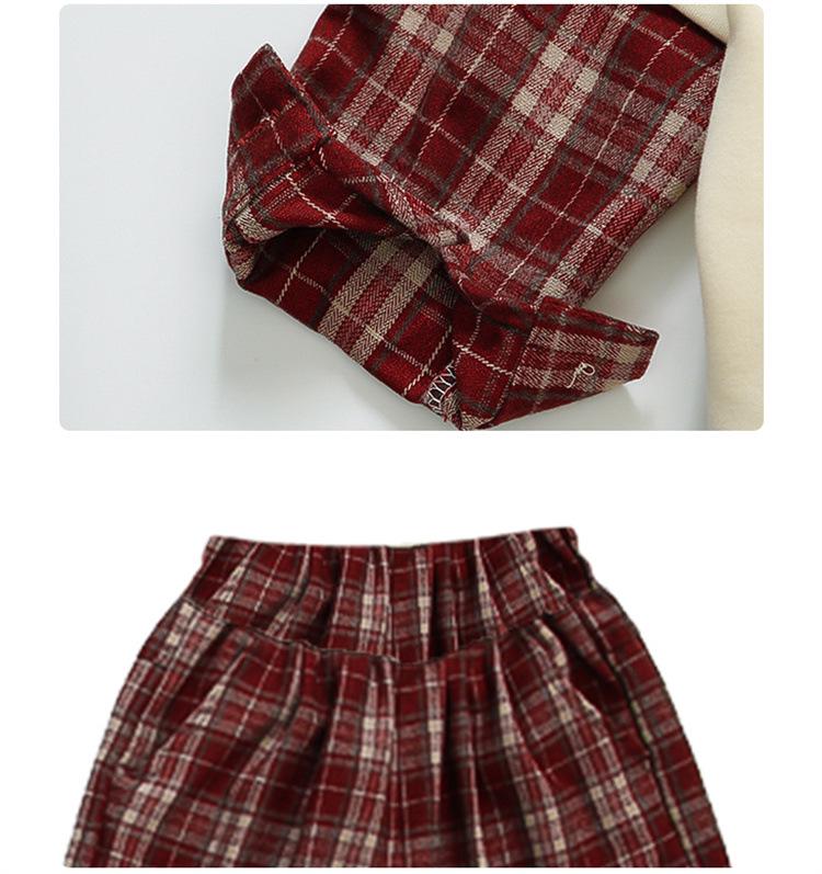 Girls' 2025 Fashion Spring & Autumn Outfit - Red Plaid Two-in-One Set for Toddlers