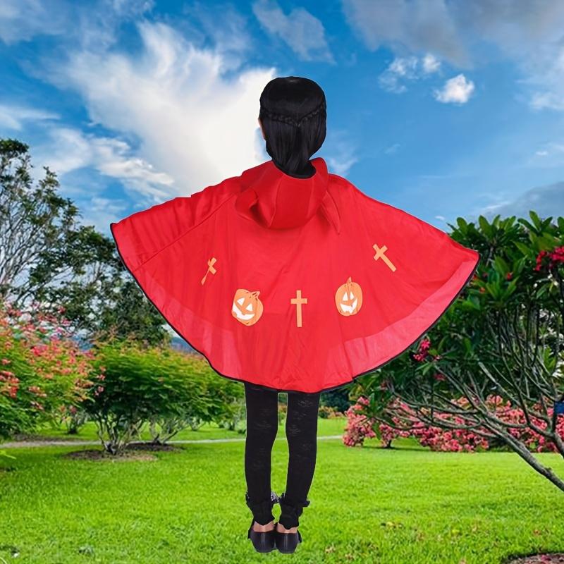 1Pc Four - Color Devil Horn Cloak - Kids' Performance Costume, Festive & Party Prop, Spooky Halloween Outfit Accessory