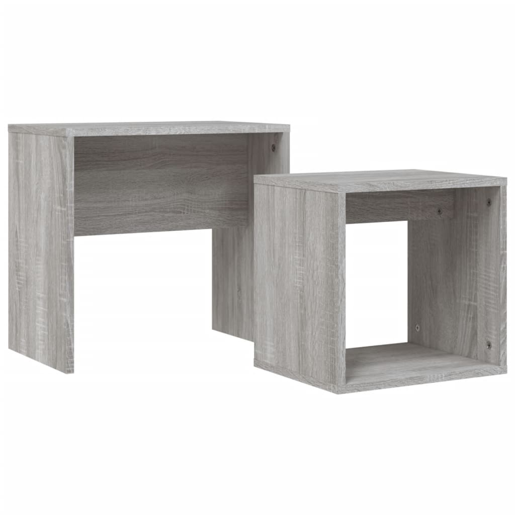  Slotted Tables, 2 Pcs, Grey Sonoma Oak