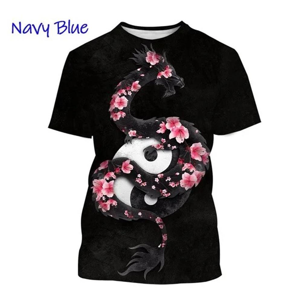 Bagua Tai Chi Yin Yang Koi Dragons T-Shirts Men's Unisex Streetwear Cool Short Sleeve Tops Causal 3D Print T Shirt Men Clothing
