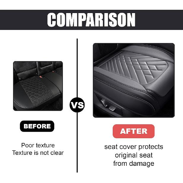 Leather Front Car Seat Covers, Anti-Slip Breathable Bottom Car Seat Protector, Full Wrapping Comfortable Edge Automotive Seat Covers, Fits Cars,