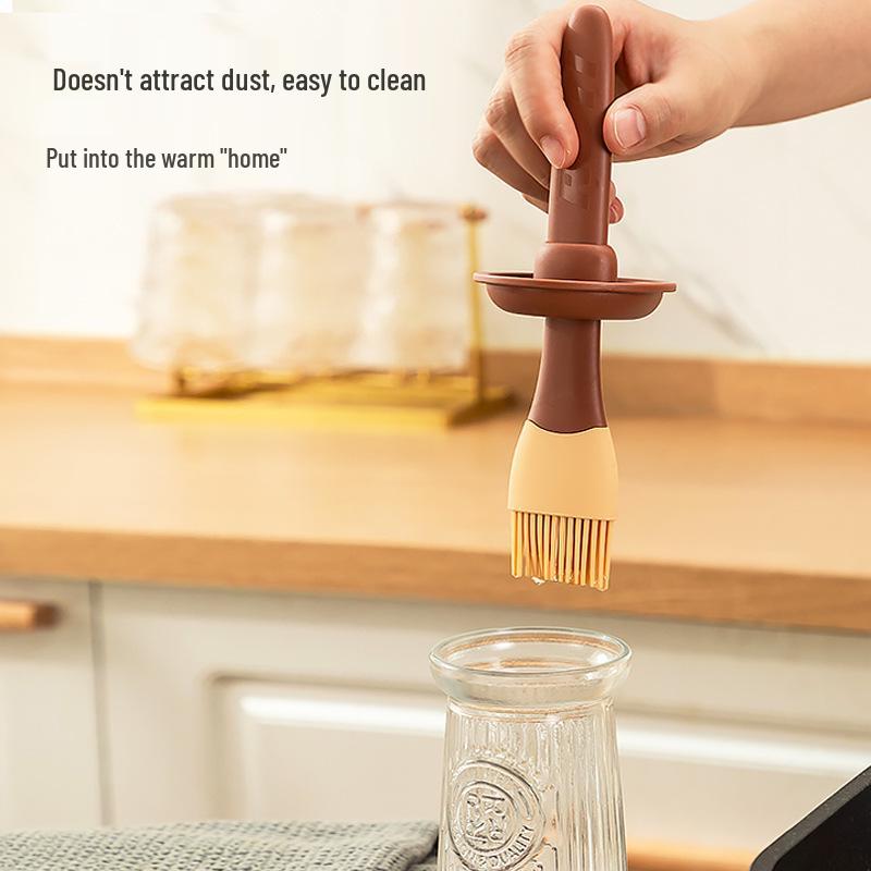 Silicone Oil Brush with Integrated Bottle - Heat Resistant Kitchen Tool for Pancake & BBQ Oiling