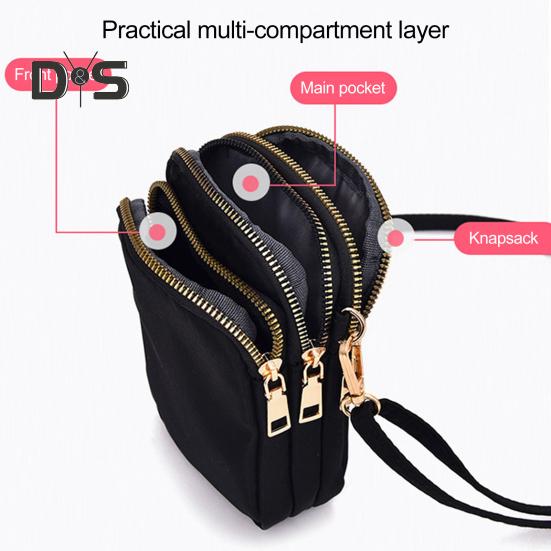 Umhängetasche für Damen, Oxford-Stoff, Reißverschluss, mehrere Fächer, Schultertasche, vertikale Handy-Geldbörse mit Kopfhörerloch für den Alltag, Reisen, Büro