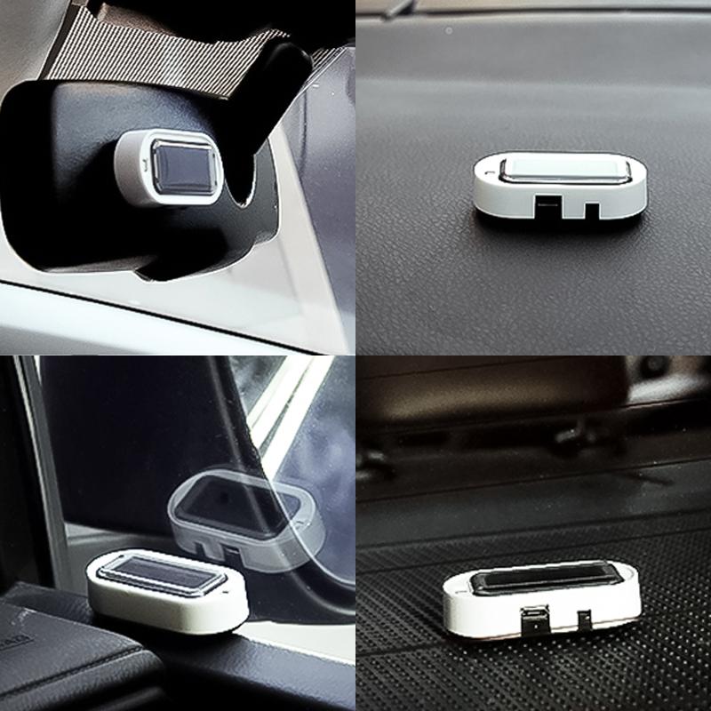 2Pcs LED Solar Powered Fake Security Light Simulated  Car Led Warning Light Wireless Strobe Signal Alarm Anti-Theft Caution Lamp
