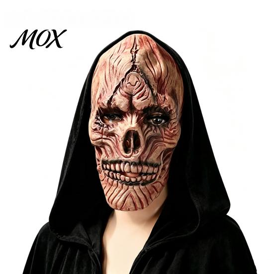 Scary Haunted House Prop Halloween Masque, Horror Full Face Latex Masque Skin Friendly for Costume, Cosplay Party, Realistic Skeleton Headgear