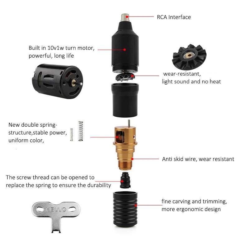 Professional Tattoo Machine Kits Portable Rotary Wireless Tattoo Pen Set With Power Supply RCA Interface Permanent Make-up Tools