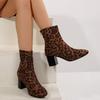 Plus Size Leopard Print High Heel Fashion Boots Women's Winter 2025 New Thick-heeled Suede Martin Boots