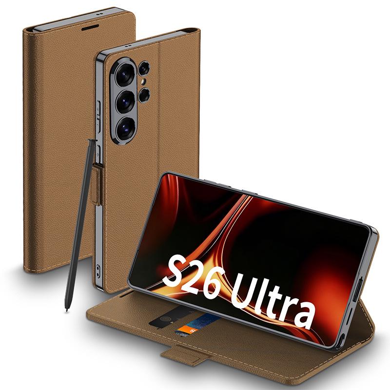 Samsung S26 Ultra Leather Wallet Case with Card Holder - Protective and Stylish