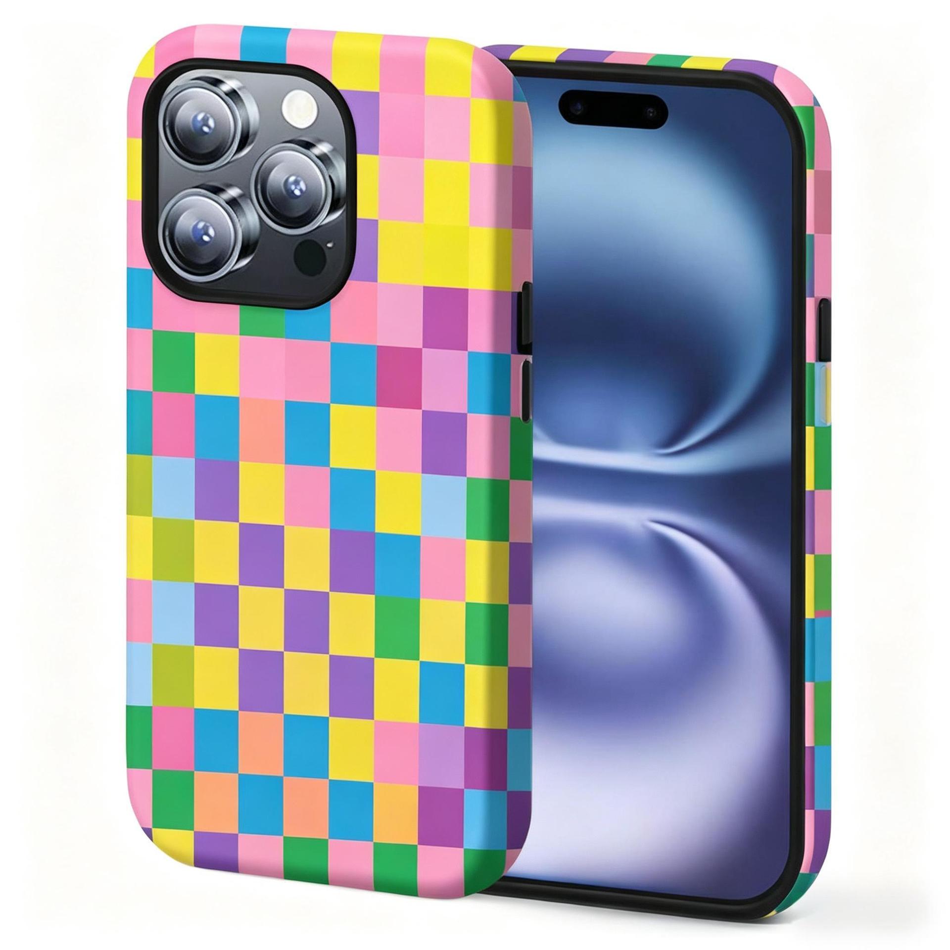 

Colorful Macaron Plaid 2-in-1 Protective Phone Case for Apple 17 Apple 13