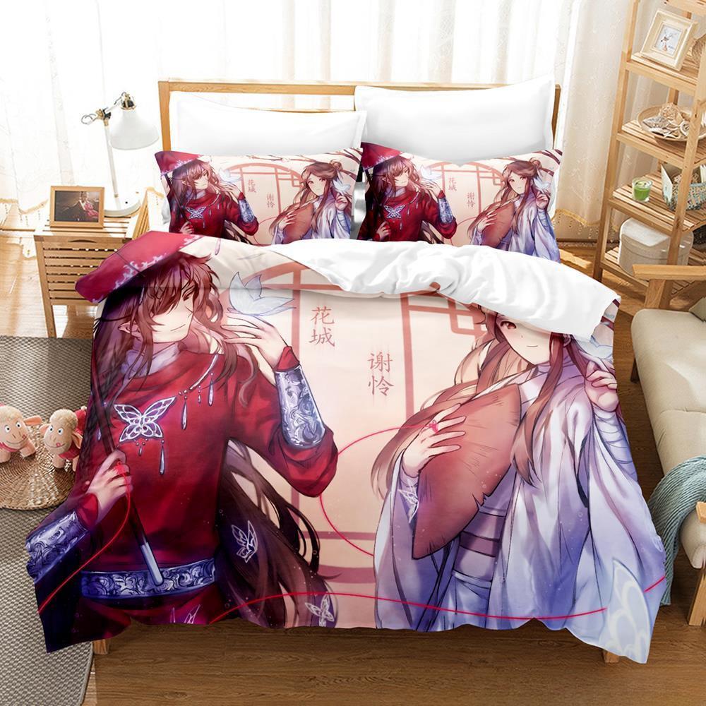 3d Print Heaven Official's Blessing Tian Guan Ci Fu Bedding Set Cartoon Anime Three-piece Set Adult Kid Bedroom Duvet Cover Sets