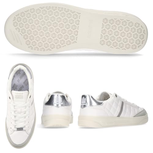 Admiral MARTON QUILT AD833 Sneakers, Unisex, White/Silver, Size 26.5cm