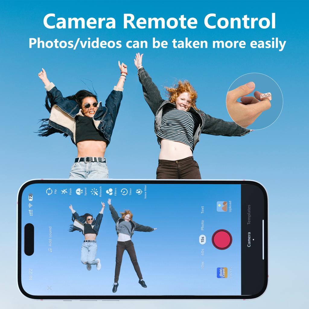 Bluetooth-compatible Scrolling Ring Clicker Remote Control Ring for Camera Video Shutter Selfie Button