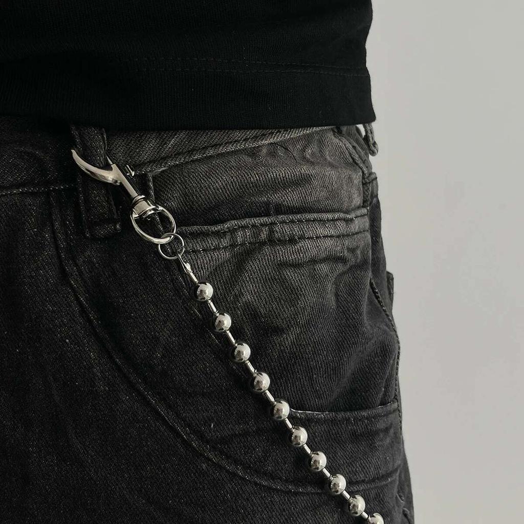 SHIXIN Punk Metal Belt Chain Jeans Accessories HipHop Rock Pants Chain For Men Versatile Beads Waist Link Keyring Jewelry Female