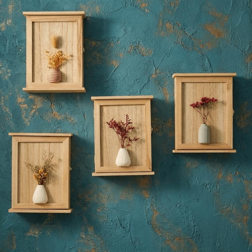 Square Cabinet Key Rack Wooden Entryway Storage Box Wall-Mounted Key Storage Box  Living Room