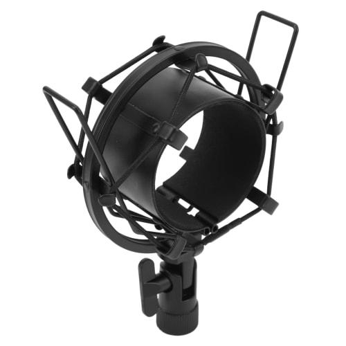 Aluminum Alloy Microphone Shock Mount Holder with Anti-Vibration Pad Inserts, Fits 55-65mm Microphones, Easy Installation in Studio Broadcast Recordin