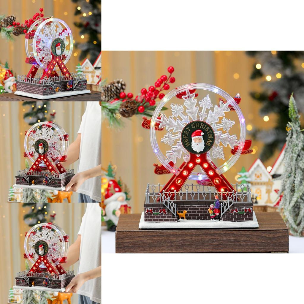 Noel Tatili Dekorasyonu İçin Noel Baba Temalı Işıklı Dönme Dolap Müzik Kutusu