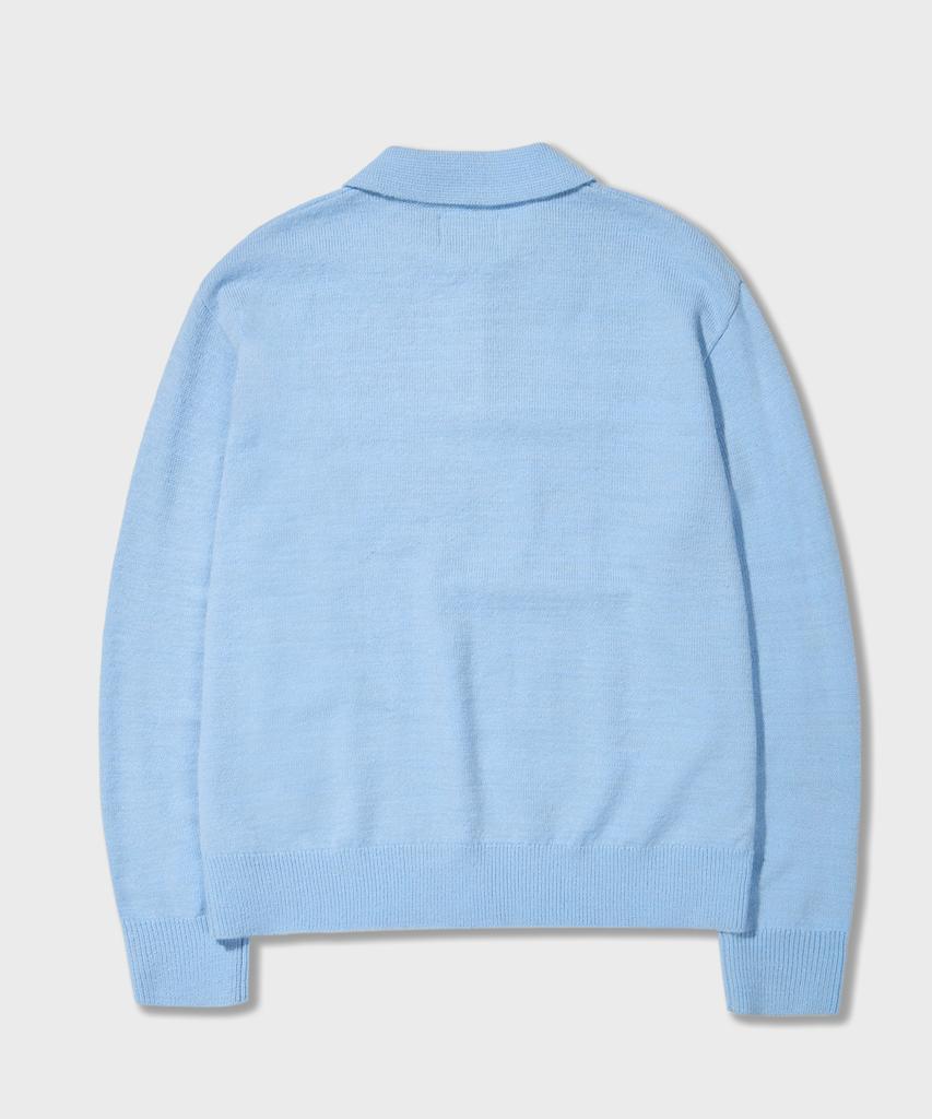 AMFEAST Essential Comfy Long Sleeve Button Polo Knit Blue