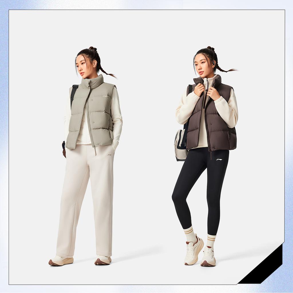 Li Ning Fitness Series Loose Stand Collar Logo Down Vest Women Vests AMRV034-2