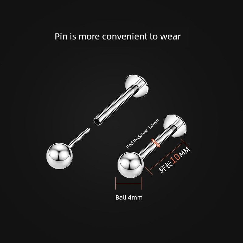 

Medical Titanium Alloy Ear Studs Ear-Caring F136 Medical Implanted Anti-Allergy Flats Pin Otica Cochlear Labret Rod thickness 1.0mm long 10mm ball 4mm one