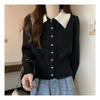 Navava Women Vintage Button Collar Long Sleeve Knit Cardigan Nk2348