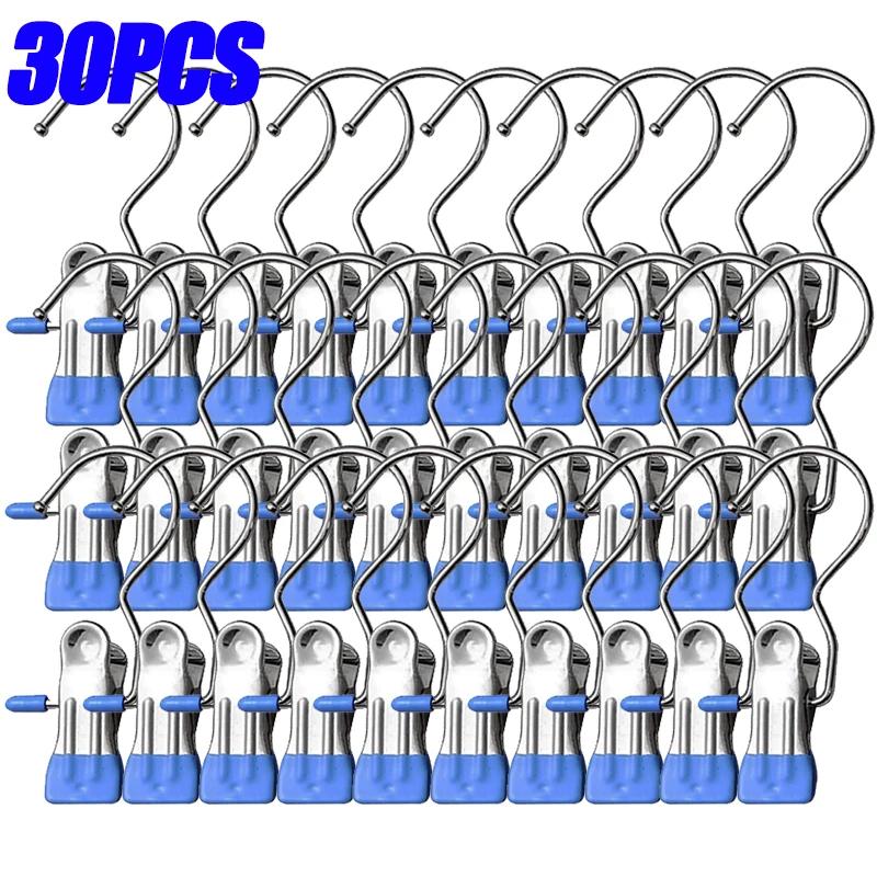 5-30pcs Stainless Steel Clothespins Laundry Clothes Pegs Hook Portable Hanging Clothes Clip Wardrobe Clothes Organizer Hanger