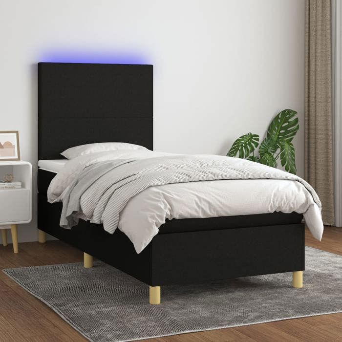 VidaXL Sommier à Lattes de Lit avec Matelas et LED, Lit Rembourré, Lit Simple, Lit Adulte de Chambre à Coucher Intérieur, 3135239