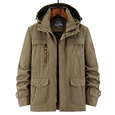 Jacke in Übergröße Herren Baumwolljacke Herbst Dünn Outdoor Winddicht Mehrfach-Taschen Anzug