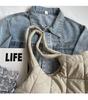 Korean Style Quilted Cotton Tote Bag - Large Capacity, Casual Shoulder Bag for Autumn/Winter 2025.