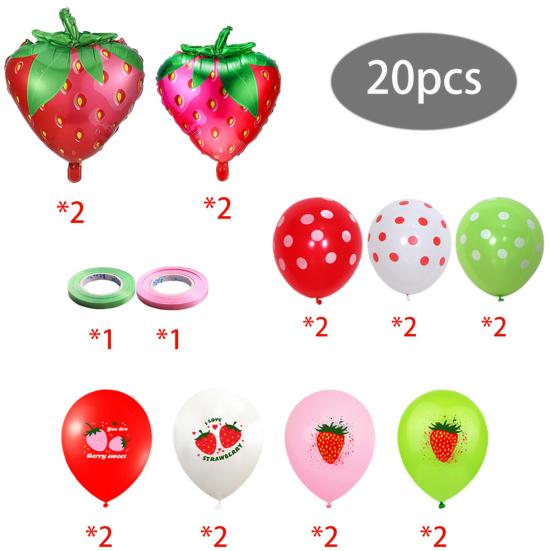 1 Set Sweet Strawberry Aluminum Film Balloons Set DIY Scene Layout Party Decoration Kids Inflatable Fruit Balloons Toy Birthday Party