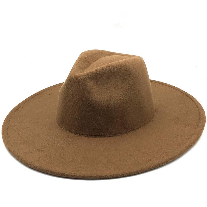 Unisex Wide Brim Wool Felt Jazz Fedora Hat for Autumn & Winter Fashion