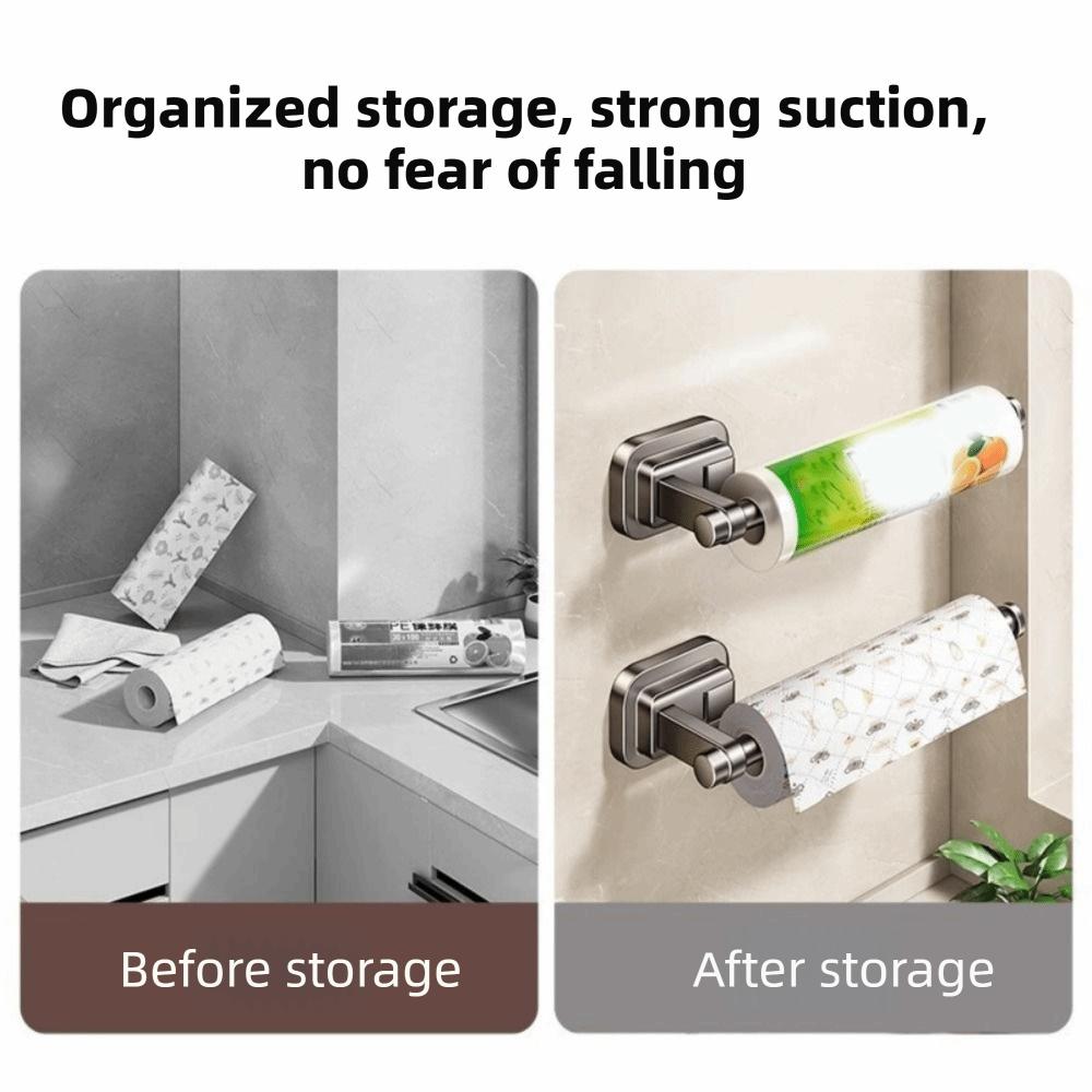 Wall Mounted Cling Film Storage Rack Easy Install Roll Paper Holder  Cabinet