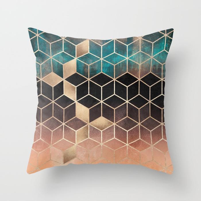 20 New Pink Marble Geometric Pillowcase Marble Velvet Sofa Cushion Cover