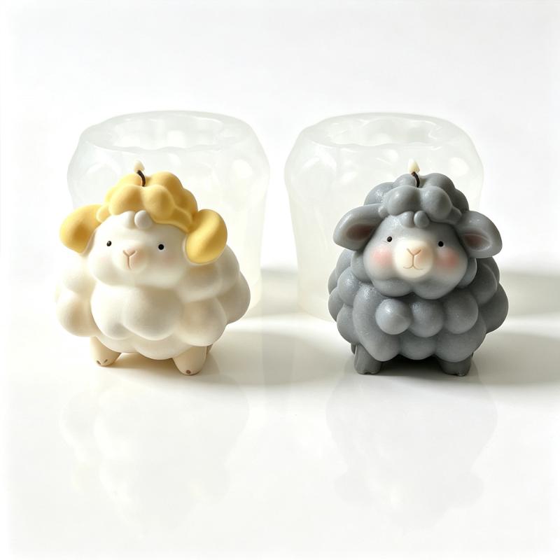 3D Sheep Shaped Silicone Mold Reusable Easy Demolding Non-Stick for Homemade Scented Candles Chocolate Soap Baking Crafts