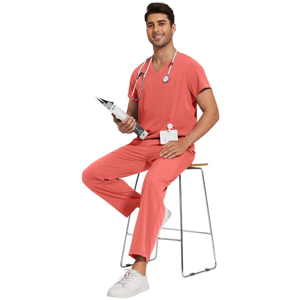 Herren Einfarbig Schnelltrocknend Dünn Lässig und Bequem Kurzärmelige Hose Waschen Kleidung Anzug Arbeitsuniform Mattierter Anzug