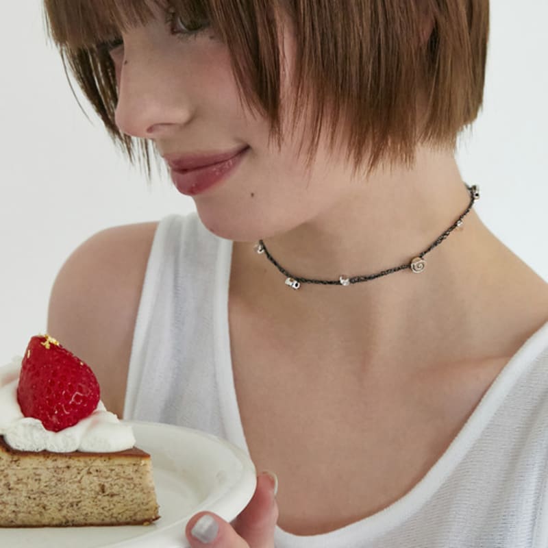 apple pie order Crochet Spiral Beads Choker.(3color)