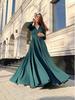 2025 European & American Sexy Deep V Long Sleeve Pleated Dress