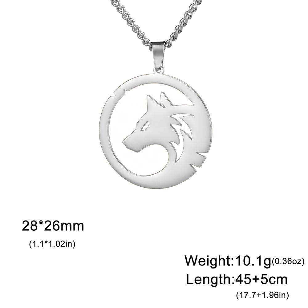 My Shape Punk Wolf Stainless Steel Necklace for Women Men Hollow Animal Wolf On The Hill Pendant Chain Choker Fashion Jewelry