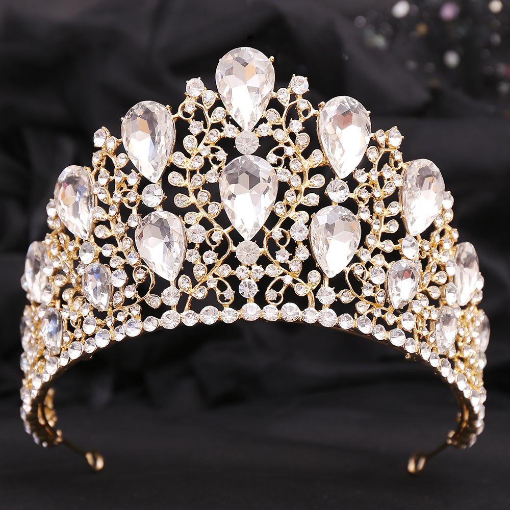 Baroque fashion large crown tiara bridal alloy rhinestone wedding accessories exaggerated AB crown