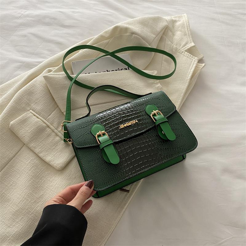 Fashionable Street Style Pu Crossbody Bag 2024 Spring New Simple Casual Shoulder Bag зелёный