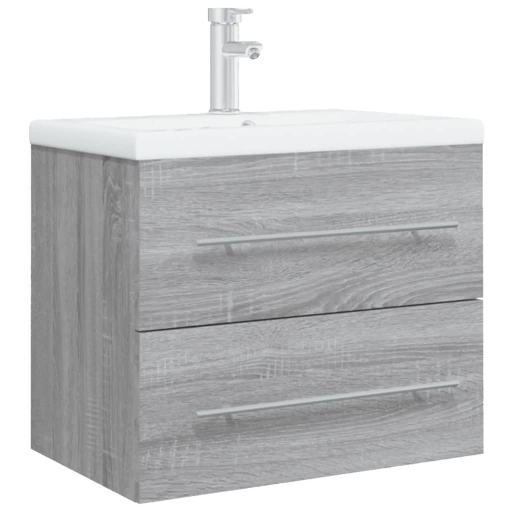 Washbasin Cabinet with Built in Basin Grey Sonoma Particleboard