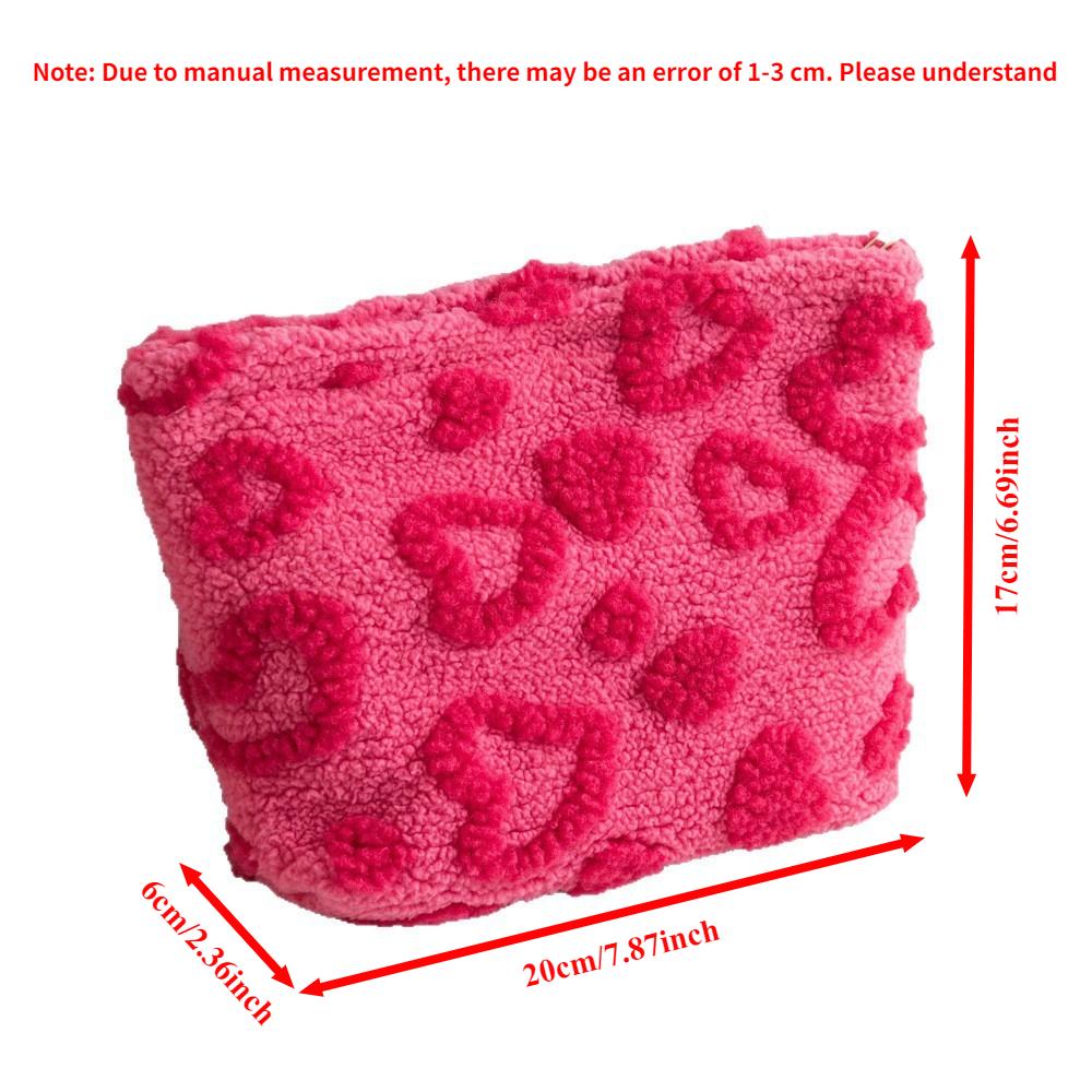 Plush Storage Bag Large Capacity Travel Portable Makeup Bag Heart Pattern Hand Carry Pouch Cosmetiquera Para Maquillaje Lovely