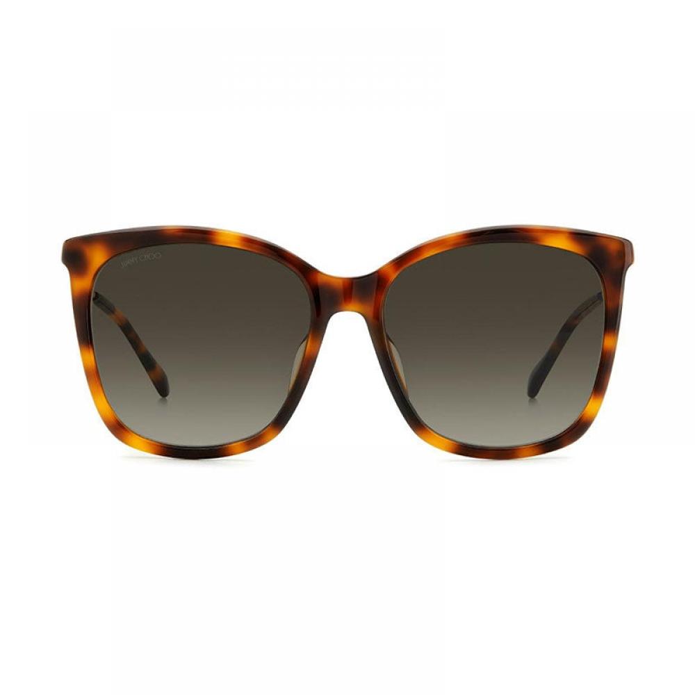 Jimmy Choo Sunglasses Square Full Rim  Havana Gold Frame And Brown Gradient Lens Havana